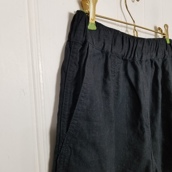 Madewell Pull On Black Shorts Womens Linen-Blend High Waist Elastic 3.5" Size S - Picture 3 of 8